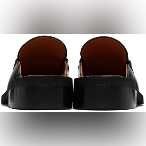 Ganni black leather loafer mules - Picture 3 of 3